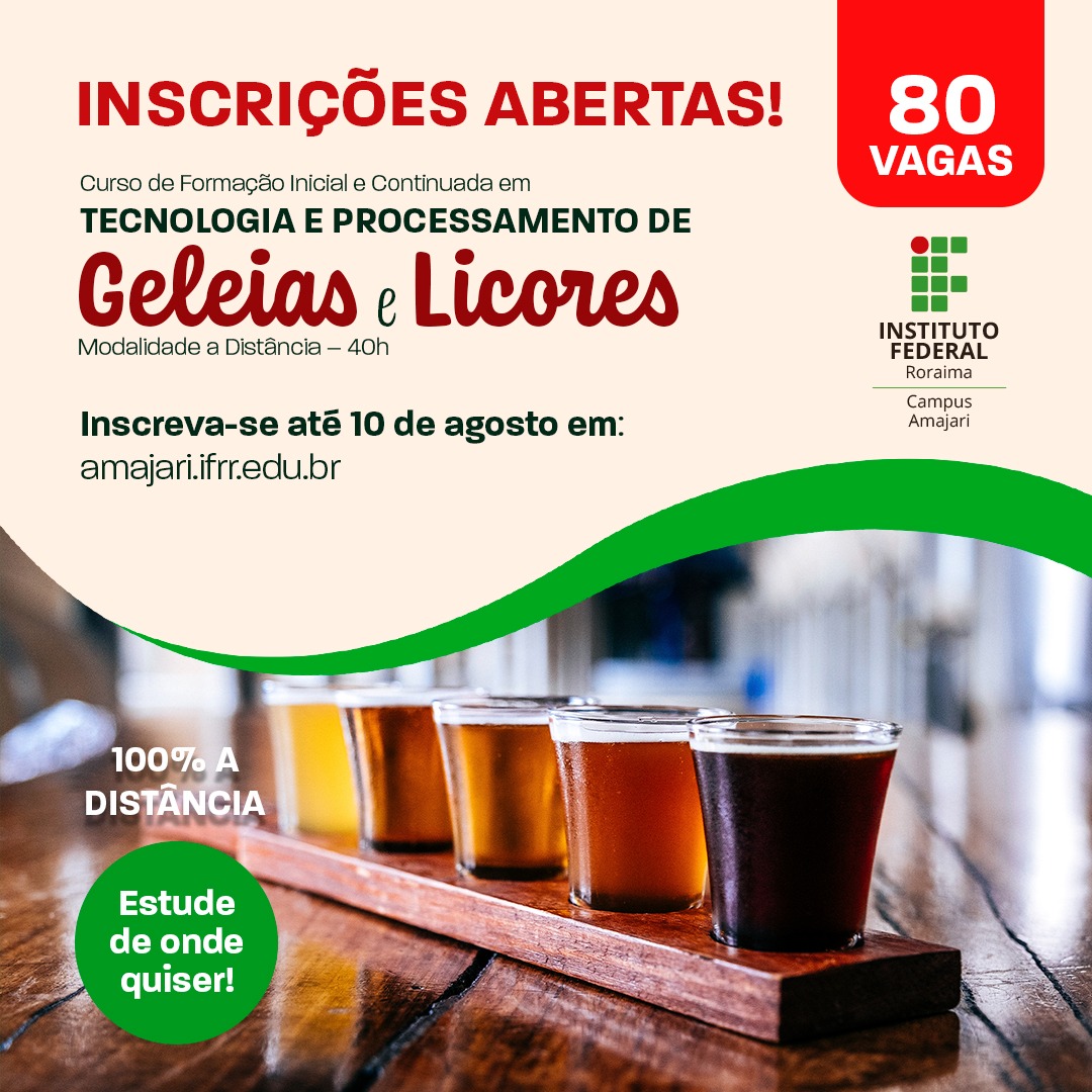 Abertas inscrições para curso gratuito de produção de geleias e licores