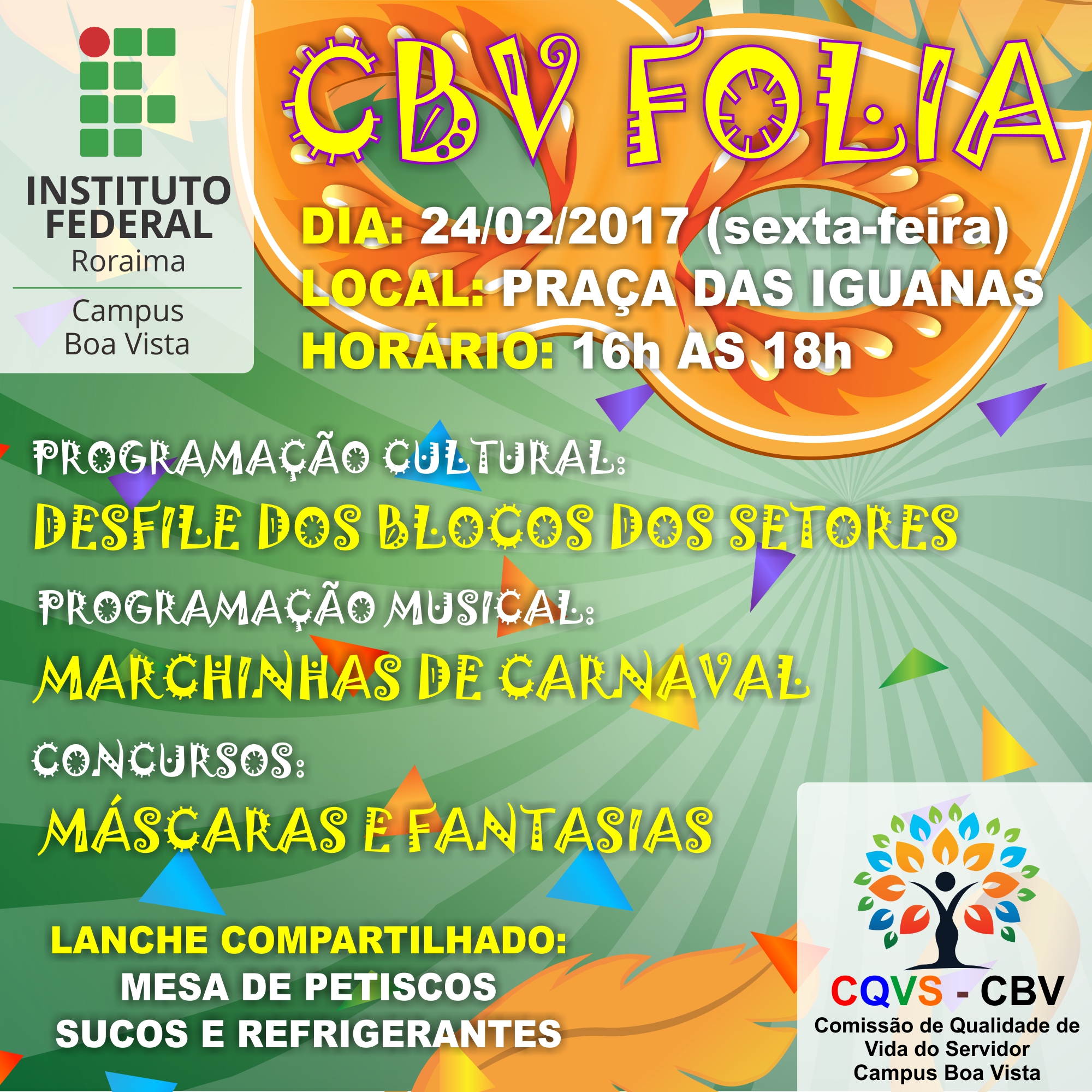 CBV FOLIA – Baile de carnaval para os servidores será realizado no dia 24 de fevereiro