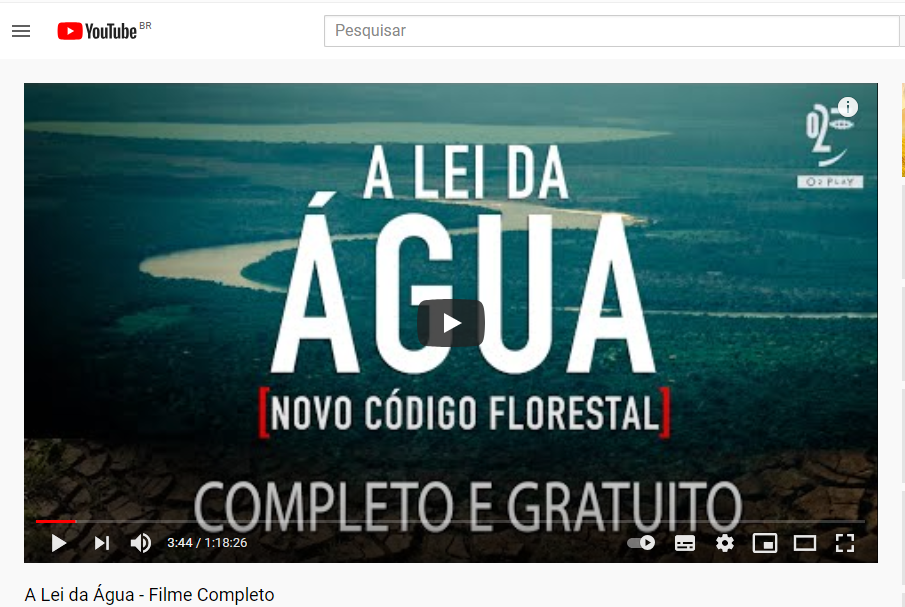 Capa do documentário 'A Lei da Água', disponível no YouTube